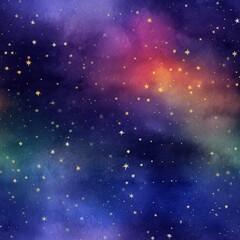 abstract background of starry night sky watercolor illustration seamless pattern, Generative Ai