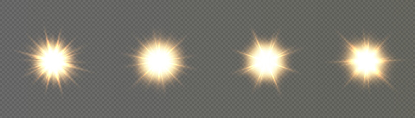 Glowing light explodes, light flash golden color. Beam of the shining sun. Special glare light effect. Bright flash.	
