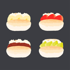 Koppepan sandwich. Japanese food. Hand drawn watercolor vector illustration
