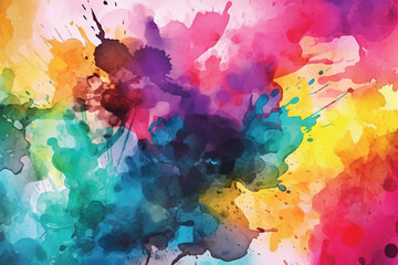 Plakat Abstract rainbow colored watercolor background. 