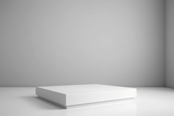 Cosmetic matte podium product minimal scene with platform grey background 3d render. Display stand for pastel white color mock up. stand to show beauty  backdrop on pedestal. Generative AI