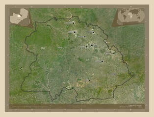 Copperbelt, Zambia. High-res satellite. Labelled points of cities © Yarr65
