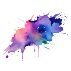 Watercolor texture stain splash on transparent png background. Generative ai.