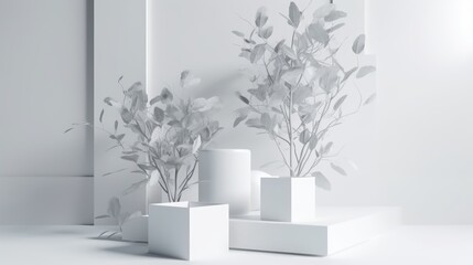 Cosmetic marble podium product minimal scene with platform grey background 3d render. Display stand for pastel white color mock up. stand to show beauty  backdrop on pedestal. Simple Cylinder  design