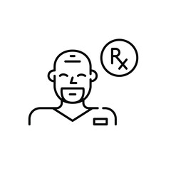 Doctor in uniform with prescription symbol. Pixel perfect, editable stroke icon