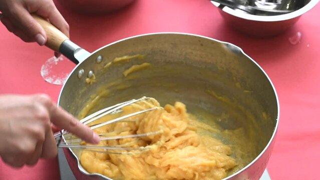 Making sweets Making cream puff dough