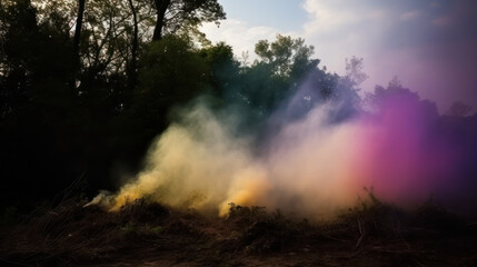 Fototapeta na wymiar colourful smoke and fog texture background created with Generative AI