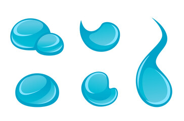 Water drops, rain or tears, puddle blob vector