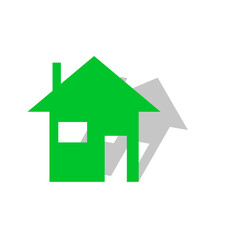 Green house shadow icon. Green energy. Apartment interior. 3d home icon. Vector illustration.