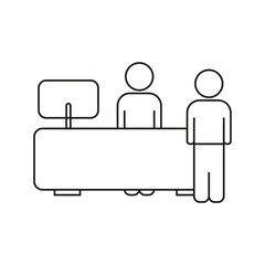 table computer man icon. Abstract business template. Vector illustration.