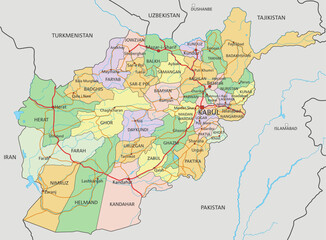 Afghanistan - Highly detailed editable political map with labeling.