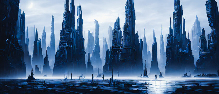 A dystopian, climate-ravaged world, destroyed and barren. Generative AI