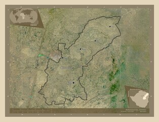 Mashonaland East, Zimbabwe. High-res satellite. Labelled points of cities