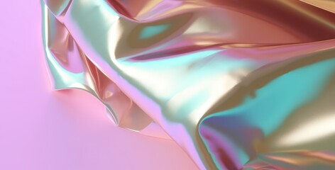 Iridescent foil cloth abstract background. Generative ai