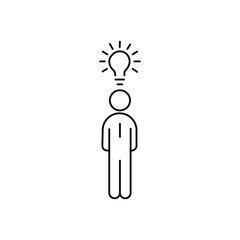 abstract thin line person like easy insight icon. concept of scholar or scientist and student or genius. outline trend modern development logotype graphic design element isolated on white background