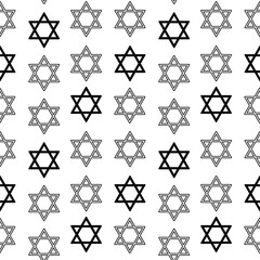 Star of David seamless vector pattern in black color