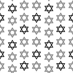 Star of David seamless vector pattern in black color