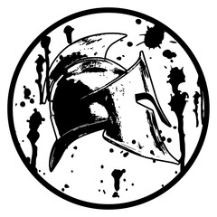 blood spattered spartan helmet