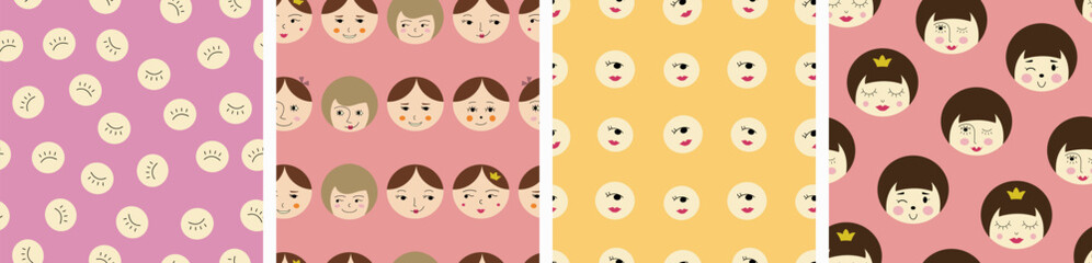 Feminine look, abstract personage, mascot design, funny face, cute icon