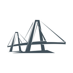 Bridge icon, construction building, trade business and transportation company vector symbol. Urban or transport bridge link, city arch with towers icon for partnership, technology and insurance