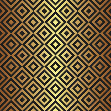 seamless pattern with square rhombus on gold background, diamond repeat pattern, vector illustration for print.