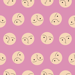 Feminine look, abstract personage, mascot design, funny face, cute icon