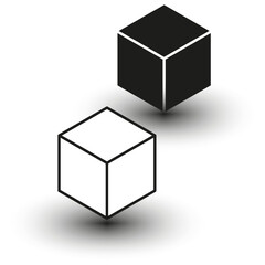 black white cubes on white background for game design. Vector illustration.