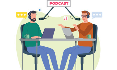 Podcast concept illustration for world radio Day With blogger