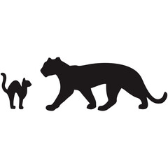 lion and cat silhouette
