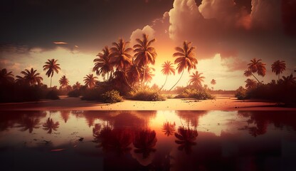 Obraz na płótnie Canvas Tropical paradises sundown (ai generate)