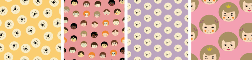 Feminine look, abstract personage, mascot design, funny face, cute icon