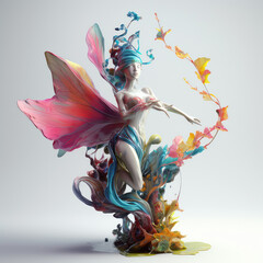 Fototapeta premium 3D Realistic Colorful Amorphic Fairy Statue Figure, Generative AI