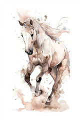 Watercolor Horse On Only White Background Minimalist Color Splash And Dripping  Generative Ai Digital Illustration Part#130423