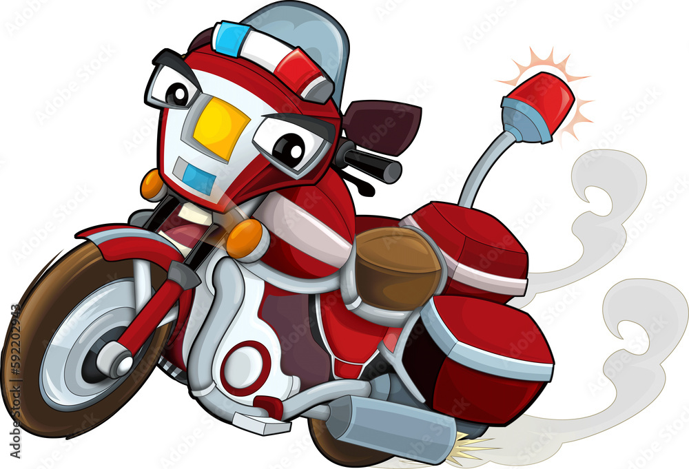 Wall mural cartoon motorcycle fireman illustration for the children