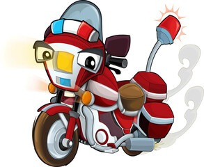 Cartoon motorcycle fireman illustration for the children