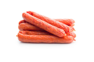 Tasty sausages. Frankfurters isolated on white background.