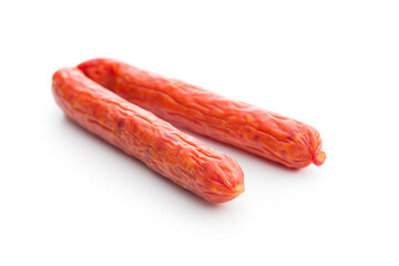 Tasty sausages. Frankfurters isolated on white background.