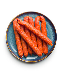 Tasty sausages. Frankfurters isolated on white background.