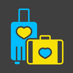 Suitcase and honeymoon on vacation wedding icon