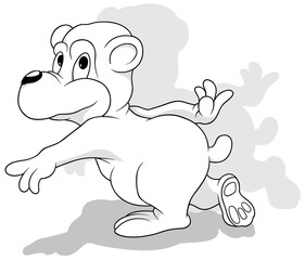 Drawing of a Running Bear from Side View