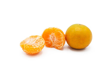 Closeup of Fresh shogun orange with isolated on transparent background, clipping path, PNG