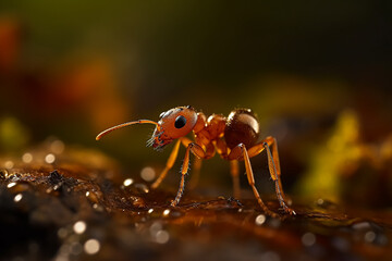 Fototapeta premium Close-up shoot of Ant. Generative AI
