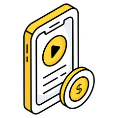 Conceptual flat design icon of mobile paid ad