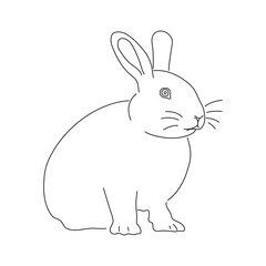 Rabbit sitting sketch engraving. Vector illustration.