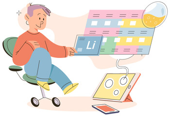 School or preschool children using gadgets, kids distance education, addiction of smart technologies. Early development, student character studying online. Boy looking at tablet pc remote lesson