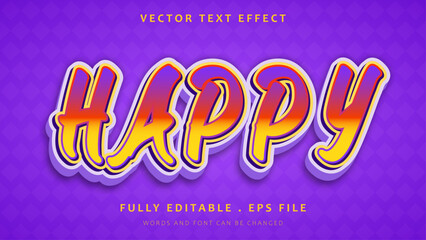 Modern Colorful Word Happy Editable Text Effect Design Template