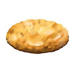 Cookie on white background, oil paint style, digital paint. French food, France cuisine, casual food hand drawn digital illustration.