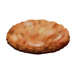 Cookie on white background, oil paint style, digital paint. French food, France cuisine, casual food hand drawn digital illustration.