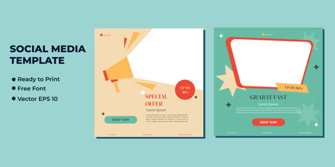 Set of Editable square banner template. red background color with stripe line shape. Suitable for social media post and web internet ads. Vector illustration with photo college