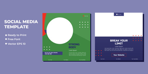 Set of Editable square banner template. red background color with stripe line shape. Suitable for social media post and web internet ads. Vector illustration with photo college